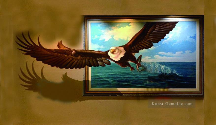 Adler 3D aus dem Rahmen Ölgemälde